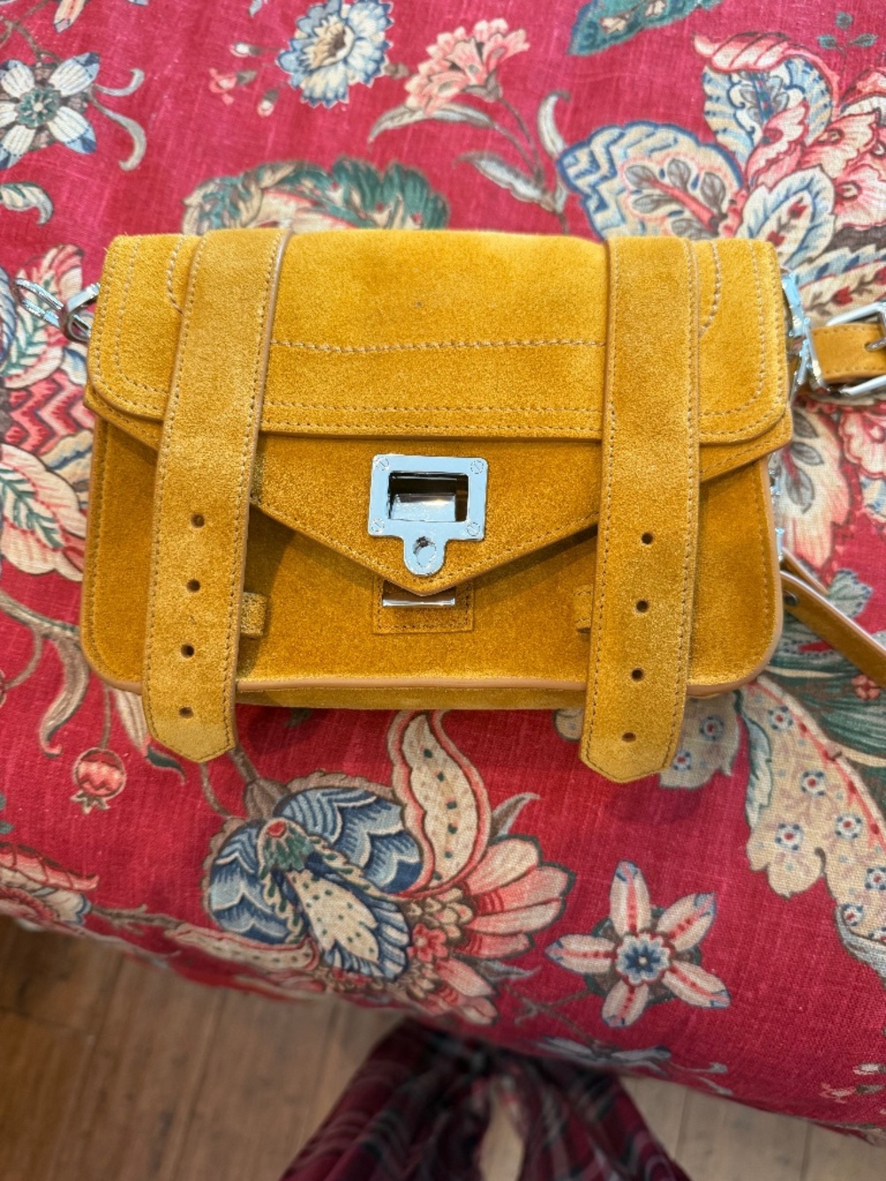 Proenza schouler mustard color suede bag